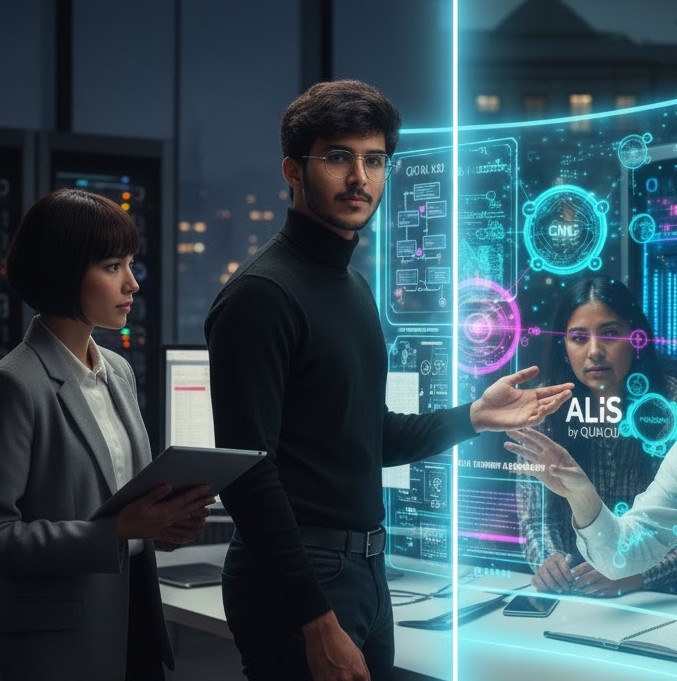 Visual of QUAICU team collaborating on AI models